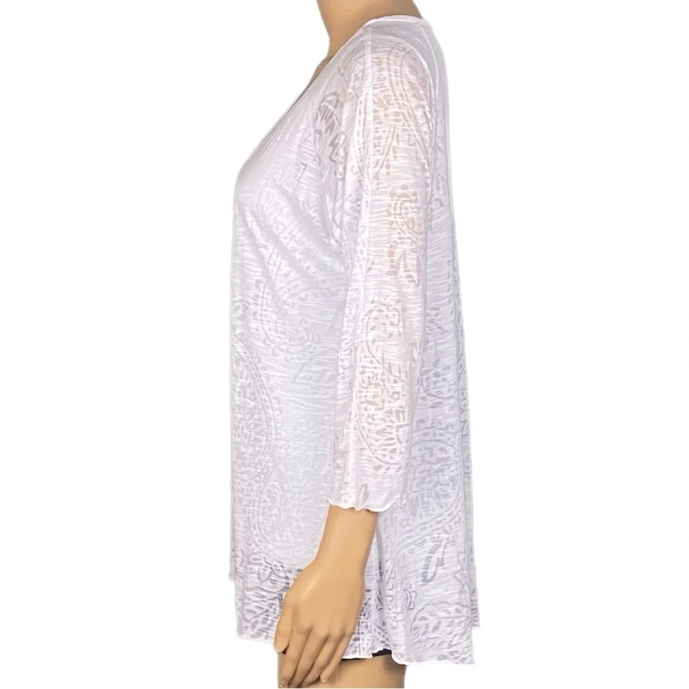MIRACLEBODY by MIRACLESUIT white burnout fabric top over slimming tank top Large - Picture 5 of 13
